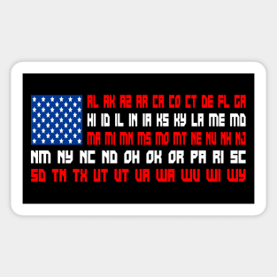 State Abbreviations U.S. Flag Sticker
